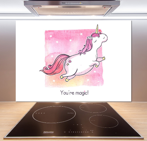 Panou sticla securizata bucatarie unicorn roz