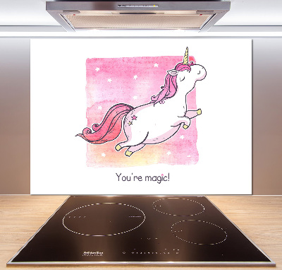 Panou sticla securizata bucatarie unicorn roz