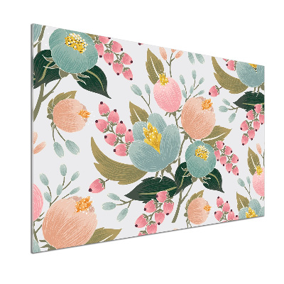 Panou sticla securizata bucatarie model floral