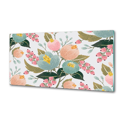 Panou sticla securizata bucatarie model floral