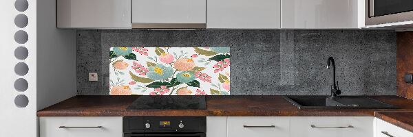 Panou sticla securizata bucatarie model floral