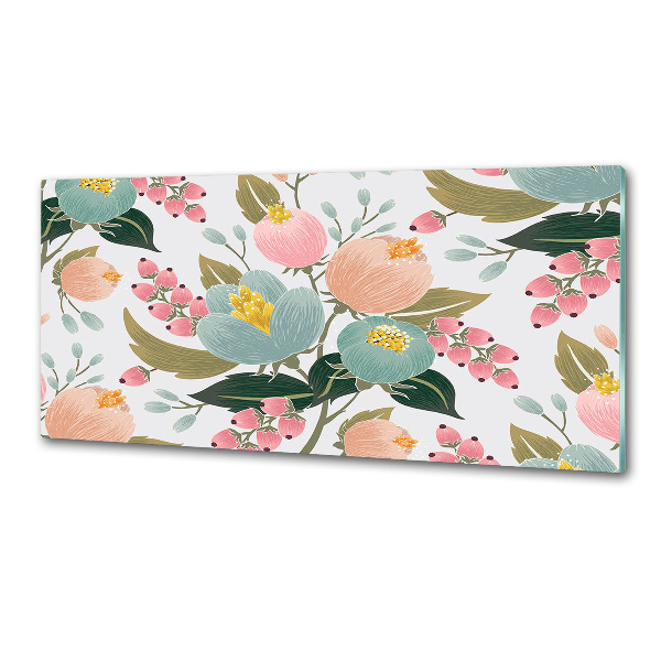 Panou sticla securizata bucatarie model floral