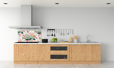Panou sticla securizata bucatarie model floral