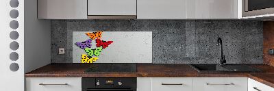Sticlă pentru bucătărie fluturi colorat