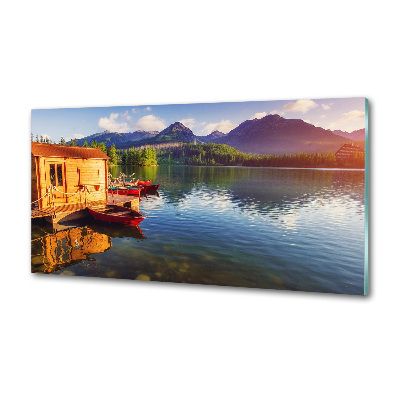 Sticlă printata bucătărie Lacul în munți
