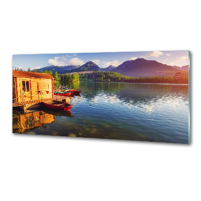 Sticlă printata bucătărie Lacul în munți