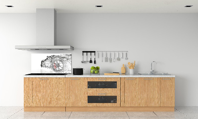 Panou sticlă decorativa bucătărie masina Grid
