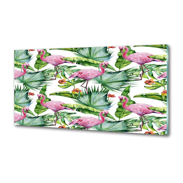 Sticlă printata bucătărie plante Flamingos