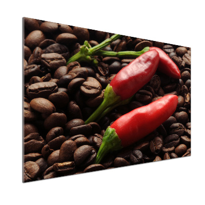 Panou sticlă decorativa bucătărie Chilli și cafea