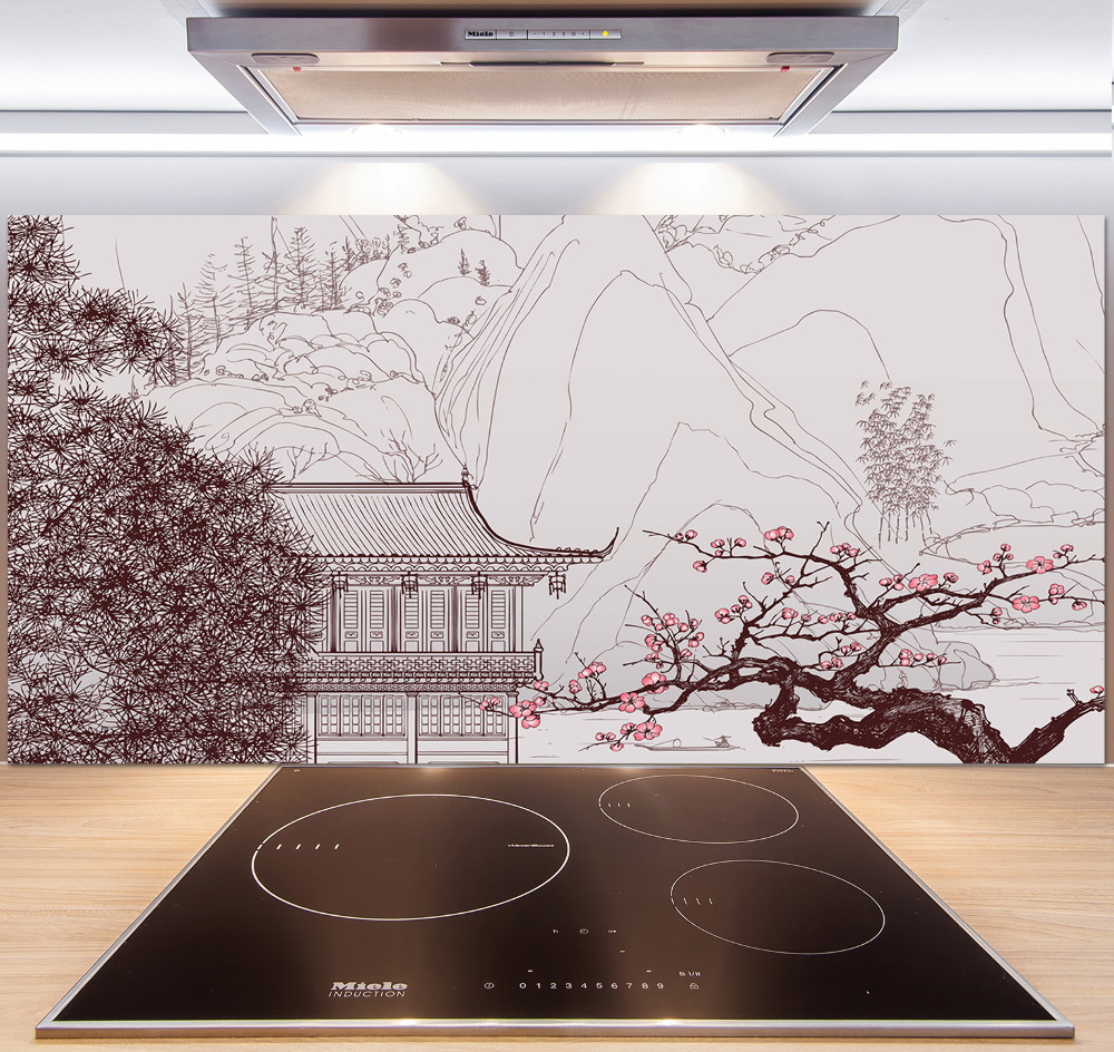 Panou sticlă decorativa bucătărie peisaj chinezesc