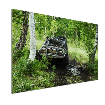 Panou sticla securizata bucatarie Jeep în pădure