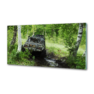 Panou sticla securizata bucatarie Jeep în pădure