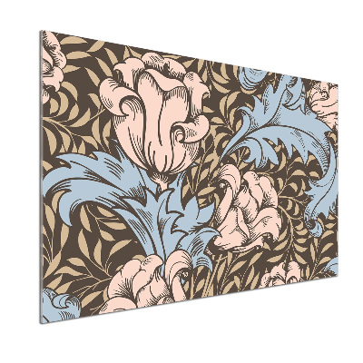 Panou sticlă decorativa bucătărie model floral