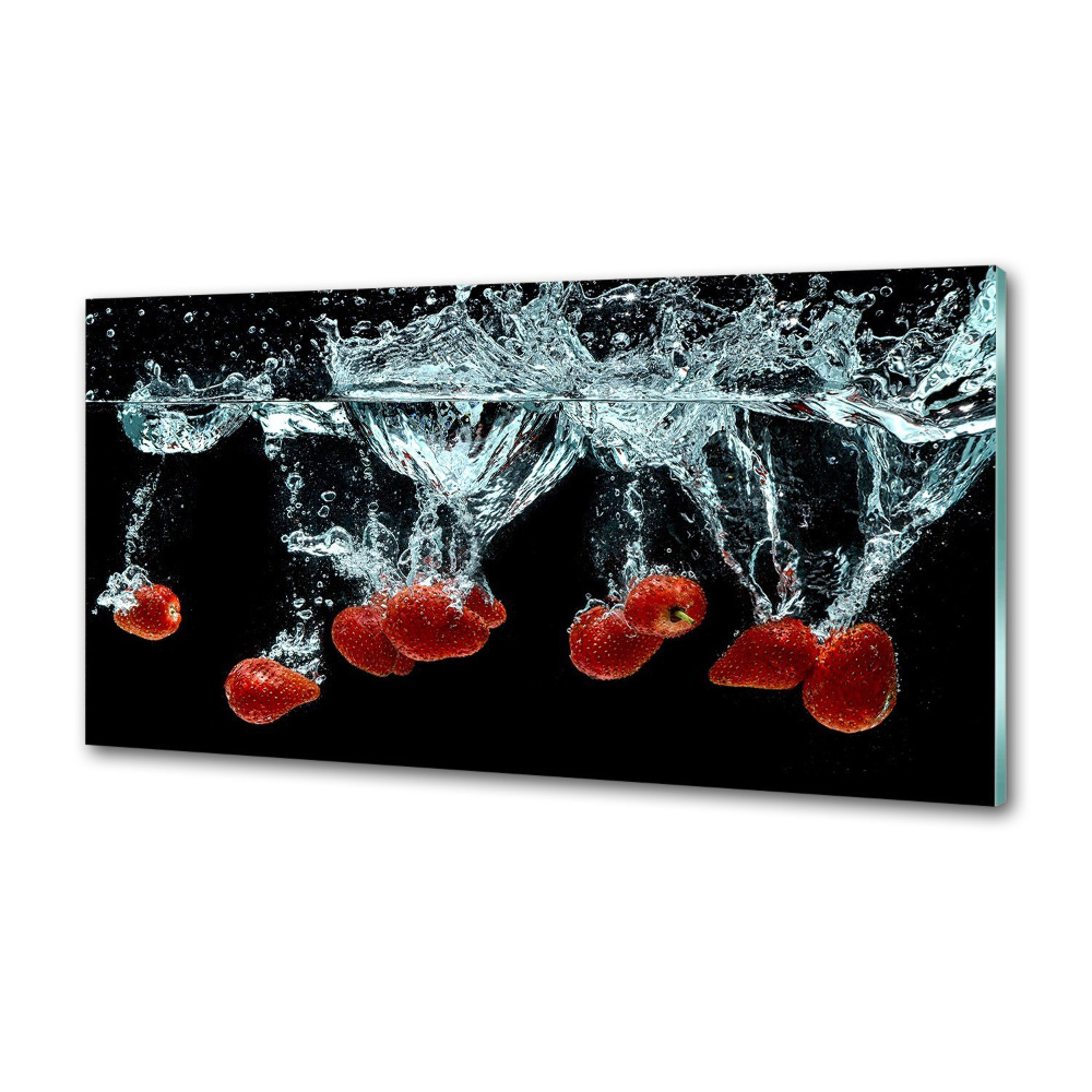 Panou sticlă bucătărie Căpșune sub apă