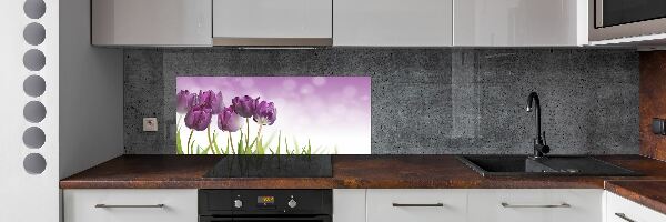Panou sticlă decorativa bucătărie file de lalele