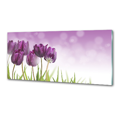 Panou sticlă decorativa bucătărie file de lalele