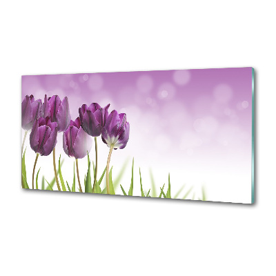 Panou sticlă decorativa bucătărie file de lalele