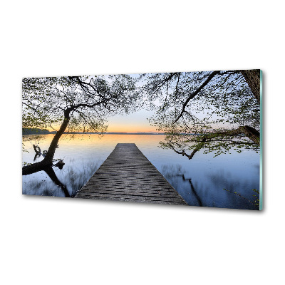 Panou sticlă bucătărie Pier pe lac