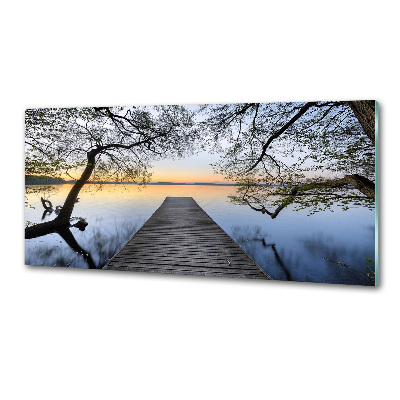 Panou sticlă bucătărie Pier pe lac