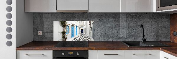 Panou sticla securizata bucatarie străzile grecești