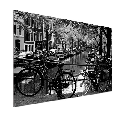 Panou sticla securizata bucatarie biciclete Amsterdam