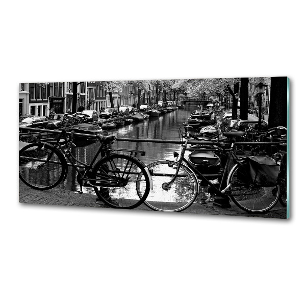 Panou sticla securizata bucatarie biciclete Amsterdam