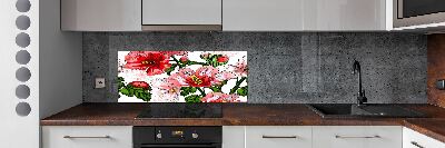 Panou sticlă decorativa bucătărie hibiscus