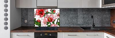 Panou sticlă decorativa bucătărie hibiscus
