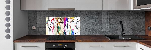 Panou sticlă decorativa bucătărie portrete de femei