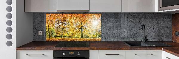 Panou sticla securizata bucatarie pădure în toamna