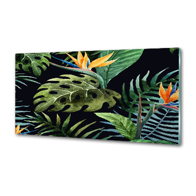 Panou sticlă decorativa bucătărie flori tropicale