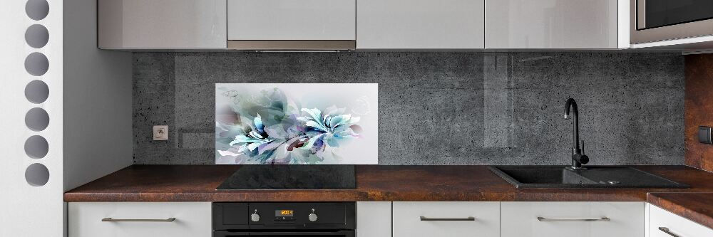 Panou perete bucătărie flori abstracte