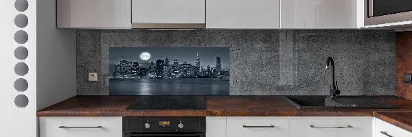 Panou sticlă decorativa bucătărie New York pe timp de noapte