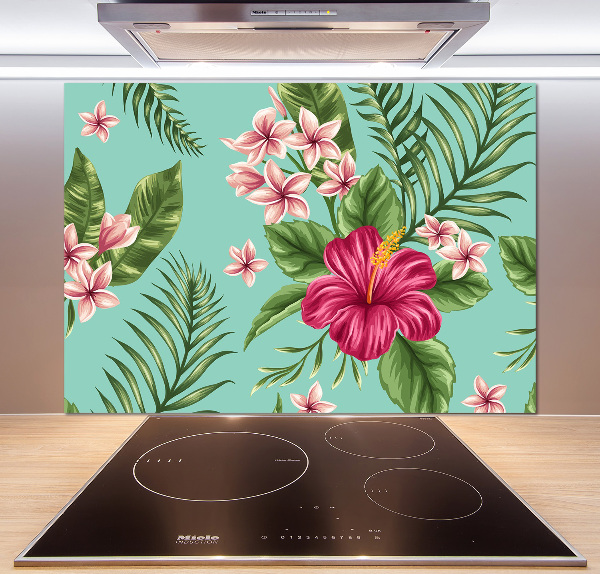 Sticlă pentru bucătărie flori Hawaii