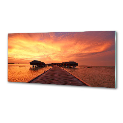 Sticlă printata bucătărie bungalow-uri Maldive