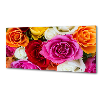 Panou sticlă decorativa bucătărie trandafiri colorați