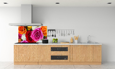 Panou sticlă decorativa bucătărie trandafiri colorați