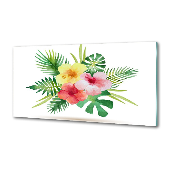 Sticlă printata bucătărie flori Hawaii