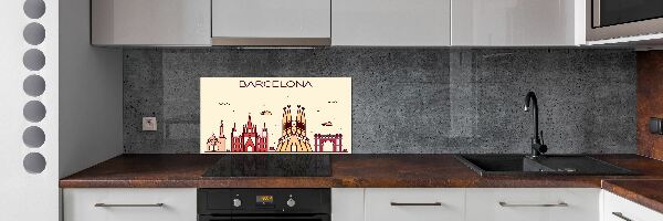 Sticlă printata bucătărie inscripția Barcelona