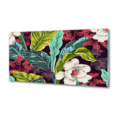 Sticlă pentru bucătărie flori tropicale
