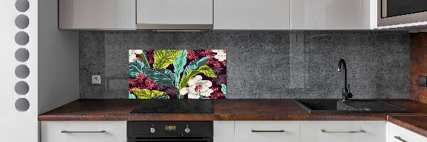 Sticlă pentru bucătărie flori tropicale