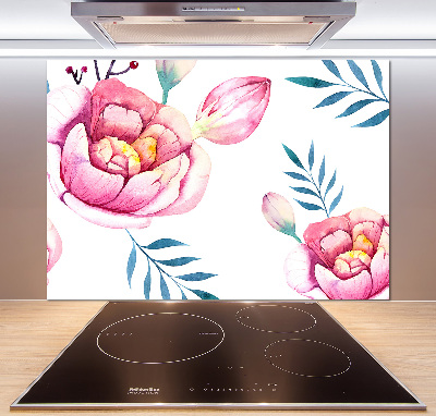 Panou perete bucătărie model floral