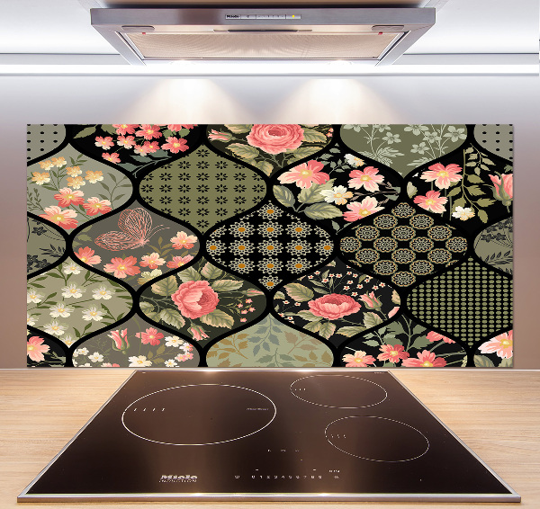 Sticlă pentru bucătărie model floral
