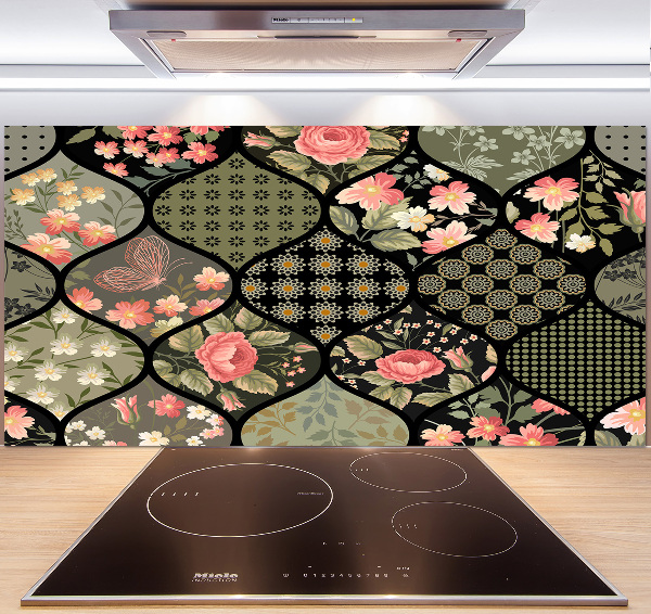 Sticlă pentru bucătărie model floral