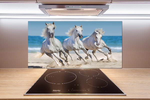 Panou sticlă decorativa bucătărie White Beach Horse
