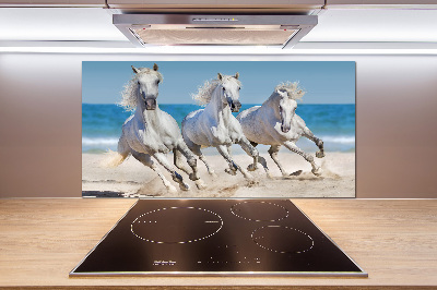 Panou sticlă decorativa bucătărie White Beach Horse
