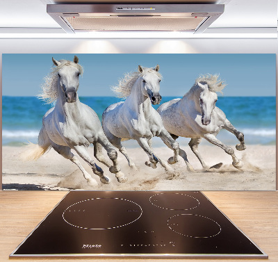 Panou sticlă decorativa bucătărie White Beach Horse
