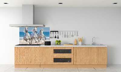 Panou sticlă decorativa bucătărie White Beach Horse