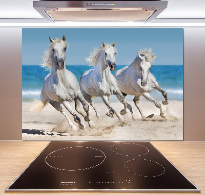 Panou sticlă decorativa bucătărie White Beach Horse