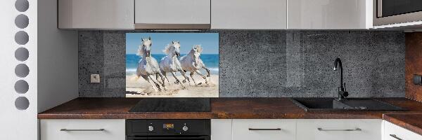 Panou sticlă decorativa bucătărie White Beach Horse